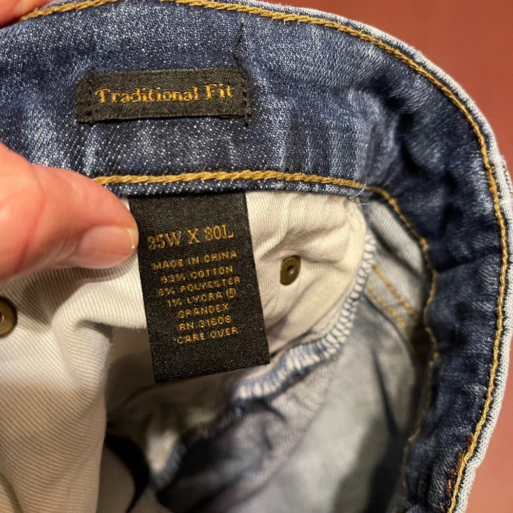 Jos‎ A Bank Reserve Traditional Fit Mens Blue Wash Denim Jeans 35W 30L - Picture 6 of 11